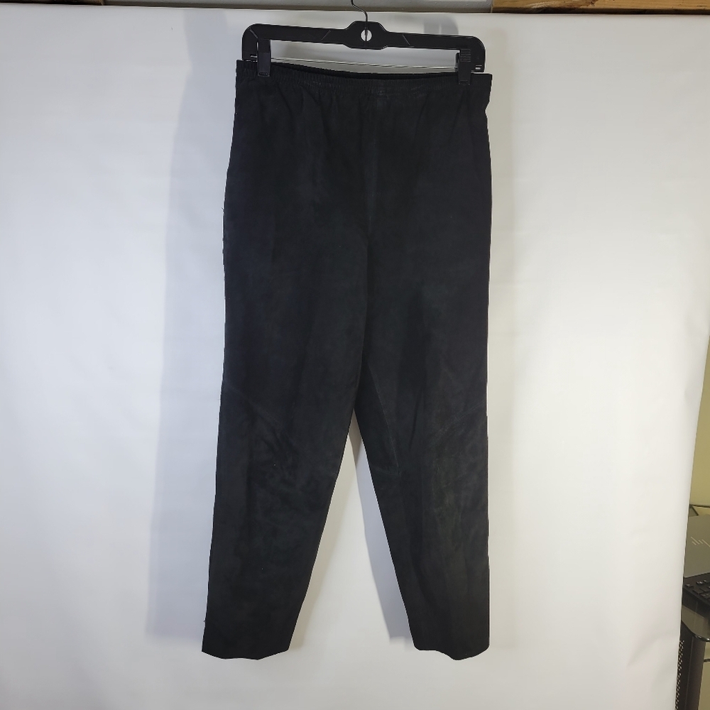 Paula Saker Lined Suede Pull on Pants Black Size 4 Side Pockets
